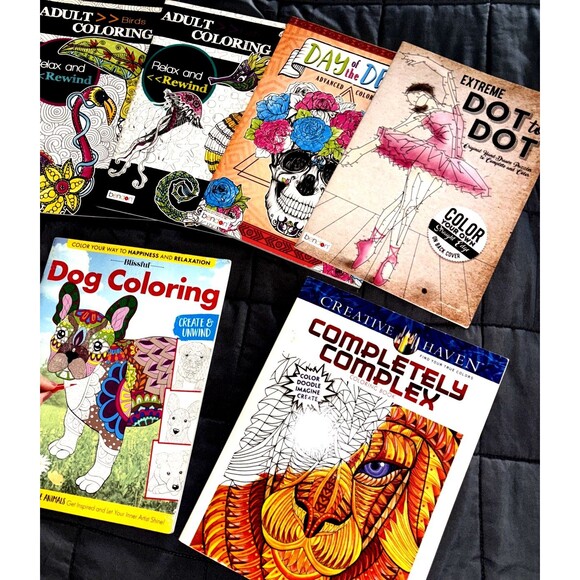 Lot Of 8 Adult Coloring Books Creative Haven, Dog Coloring and More - Picture 3 of 3